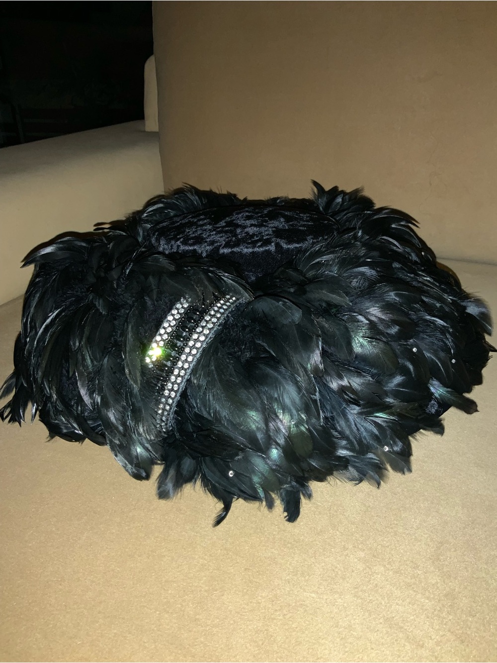Vintage stunning 50s feather large hat